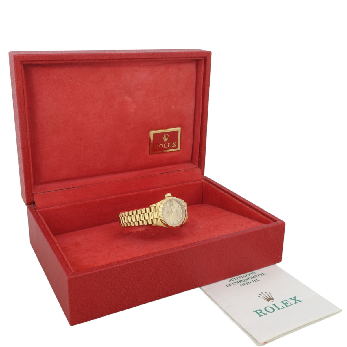 Rolex Oyster Perpetual Lady Datejust 26mm Diamond 18k Gold Watch - Image 7