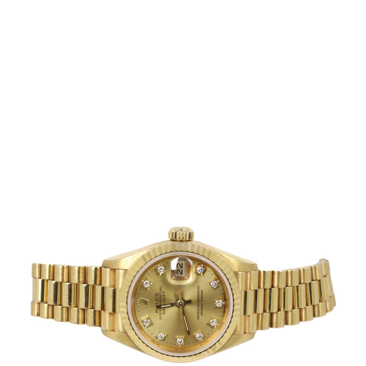 Rolex Oyster Perpetual Lady Datejust 26mm Diamond 18k Gold Watch - Image 3